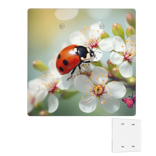 Dekorator-Wandplatte, 2-Gang-Lichtschalter-Abdeckungen, Duplex-Steckdosenabdeckungen, Schmetterlingsmarienkäfer, Blume, Wandplatten für Steckdosen, Steckerabdeckung, Standardgröße von RTSTNMBD