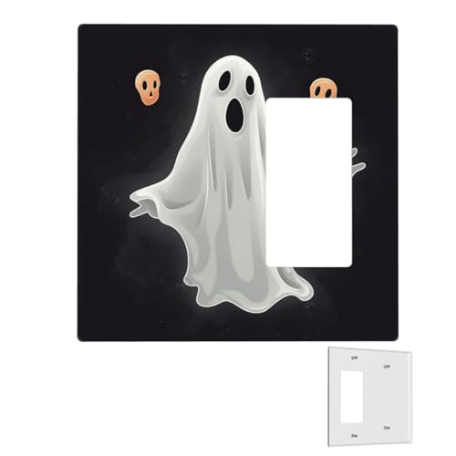 Dekorator-Wandplatte, 2-Gang-Lichtschalter-Abdeckungen, Duplex-Steckdosenabdeckungen, Schwarz und Halloween-Geister-Wandplatten für Steckdosen, Steckerabdeckung, Standardgröße von RTSTNMBD