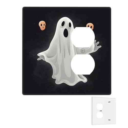 Dekorator-Wandplatte, 2-Gang-Lichtschalter-Abdeckungen, Duplex-Steckdosenabdeckungen, Schwarz und Halloween-Geister-Wandplatten für Steckdosen, Steckerabdeckung, Standardgröße von RTSTNMBD