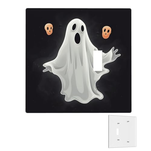 Dekorator-Wandplatte, 2-Gang-Lichtschalter-Abdeckungen, Duplex-Steckdosenabdeckungen, Schwarz und Halloween-Geister-Wandplatten für Steckdosen, Steckerabdeckung, mittlere Größe von RTSTNMBD