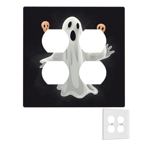 Dekorator-Wandplatte, 2-Gang-Lichtschalter-Abdeckungen, Duplex-Steckdosenabdeckungen, Schwarz und Halloween-Geister-Wandplatten für Steckdosen, Steckerabdeckung, mittlere Größe von RTSTNMBD