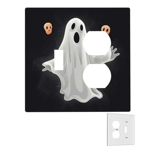 Dekorator-Wandplatte, 2-Gang-Lichtschalter-Abdeckungen, Duplex-Steckdosenabdeckungen, Schwarz und Halloween-Geister-Wandplatten für Steckdosen, Steckerabdeckung, mittlere Größe von RTSTNMBD