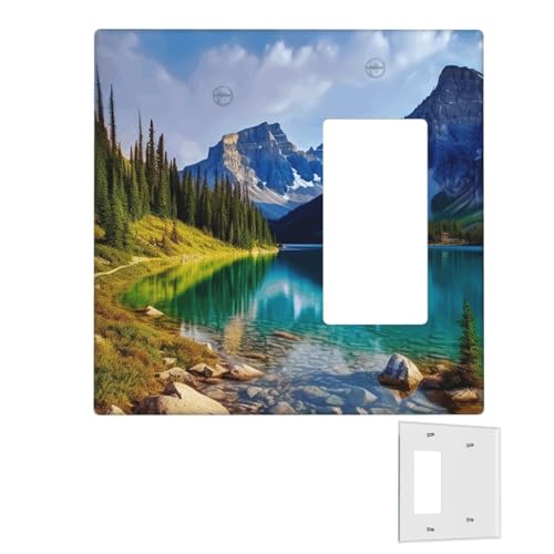 Dekorator-Wandplatte, 2-Gang-Lichtschalter-Abdeckungen, Duplex-Steckdosenabdeckungen, See, Berglandschaft, Wandplatten für Steckdosen, Steckdosenabdeckung, mittlere Größe, Doppel-Wippschalterplatten Dekorator-Wandplatte, 2-Gang-Lichtschalter-Abdeckungen, Duplex-Steckdosenabdeckungen, See, Berglandschaft, Wandplatten für Steckdosen, Steckdosenabdeckung, mittlere Größe, Doppel-Wippschalterplatten von RTSTNMBD