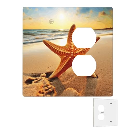 Dekorator-Wandplatte, 2-Gang-Lichtschalter-Abdeckungen, Duplex-Steckdosenabdeckungen, Seestern-Wandplatten für Steckdosen, Steckerabdeckung, mittlere Größe, Doppel-Wippschalterplatten Dekorator-Wandplatte, 2-Gang-Lichtschalter-Abdeckungen, Duplex-Steckdosenabdeckungen, Seestern-Wandplatten für Steckdosen, Steckerabdeckung, mittlere Größe, Doppel-Wippschalterplatten von RTSTNMBD