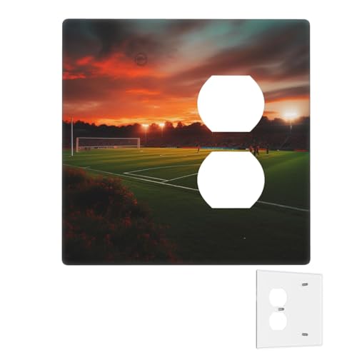 Dekorator-Wandplatte, 2-Gang-Lichtschalter-Abdeckungen, Duplex-Steckdosenabdeckungen, Sonnenuntergang, schönes Fußballfeld, Wandplatten für Steckdosen, Steckerabdeckung, mittlere Größe Dekorator-Wandplatte, 2-Gang-Lichtschalter-Abdeckungen, Duplex-Steckdosenabdeckungen, Sonnenuntergang, schönes Fußballfeld, Wandplatten für Steckdosen, Steckerabdeckung, mittlere Größe von RTSTNMBD