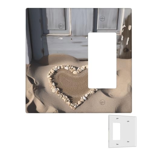Dekorator-Wandplatte, 2-Gang-Lichtschalter-Abdeckungen, Duplex-Steckdosenabdeckungen, Strand, Sand, Herz, Tür, Wandplatten für Steckdosen, Steckdosenabdeckung, mittlere Größe von RTSTNMBD