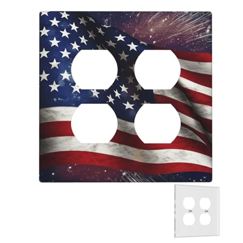 Dekorator-Wandplatte, 2-Gang-Lichtschalter-Abdeckungen, Duplex-Steckdosenabdeckungen, USA-Flagge, Wandplatten für Steckdosen, Steckerabdeckung, mittlere Größe, Doppel-Wippschalterplatten Dekorator-Wandplatte, 2-Gang-Lichtschalter-Abdeckungen, Duplex-Steckdosenabdeckungen, USA-Flagge, Wandplatten für Steckdosen, Steckerabdeckung, mittlere Größe, Doppel-Wippschalterplatten von RTSTNMBD
