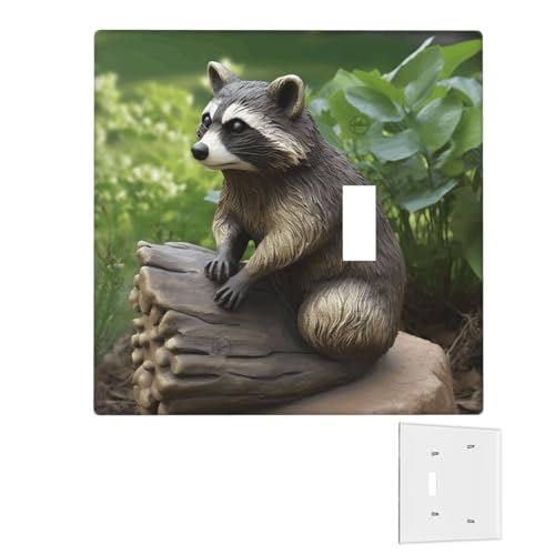 Dekorator-Wandplatte, 2-Gang-Lichtschalter-Abdeckungen, Duplex-Steckdosenabdeckungen, Waschbär-Statue, Wandplatten für Steckdosen, Steckerabdeckung, Standardgröße, Doppel-Wippschalterplatten Dekorator-Wandplatte, 2-Gang-Lichtschalter-Abdeckungen, Duplex-Steckdosenabdeckungen, Waschbär-Statue, Wandplatten für Steckdosen, Steckerabdeckung, Standardgröße, Doppel-Wippschalterplatten von RTSTNMBD