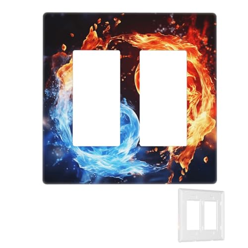 Dekorator-Wandplatte, 2-Gang-Lichtschalter-Abdeckungen, Duplex-Steckdosenabdeckungen, Wasser- und Feuerwandplatten für Steckdosen, Steckerabdeckung, Standardgröße, Doppel-Wippschalterplatten von RTSTNMBD