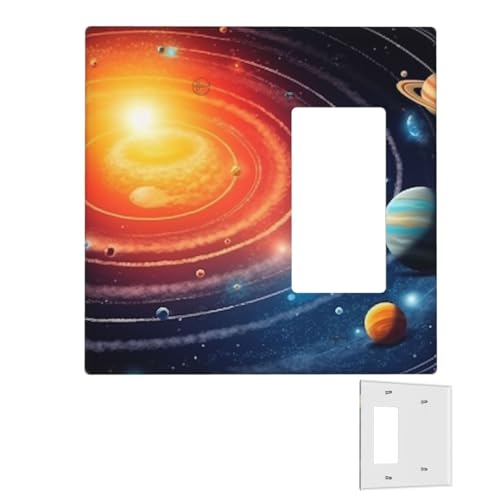 Dekorator-Wandplatte, 2-Gang-Lichtschalter-Abdeckungen, Duplex-Steckdosenabdeckungen, Weltraum, Galaxie, Sonnensystem, Wandplatten für Steckdosen, Steckdosenabdeckung, mittlere Größe von RTSTNMBD