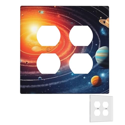 Dekorator-Wandplatte, 2-Gang-Lichtschalter-Abdeckungen, Duplex-Steckdosenabdeckungen, Weltraum, Galaxie, Sonnensystem, Wandplatten für Steckdosen, Steckerabdeckung, Standardgröße Dekorator-Wandplatte, 2-Gang-Lichtschalter-Abdeckungen, Duplex-Steckdosenabdeckungen, Weltraum, Galaxie, Sonnensystem, Wandplatten für Steckdosen, Steckerabdeckung, Standardgröße von RTSTNMBD