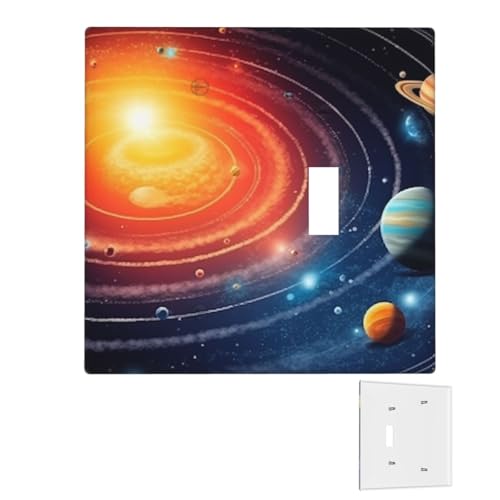 Dekorator-Wandplatte, 2-Gang-Lichtschalter-Abdeckungen, Duplex-Steckdosenabdeckungen, Weltraum, Galaxie, Sonnensystem, Wandplatten für Steckdosen, Steckerabdeckung, Standardgröße von RTSTNMBD