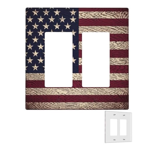 Dekorator-Wandplatte, 2-Gang-Lichtschalter-Abdeckungen, Duplex-Steckdosenabdeckungen, amerikanische Flagge, Muster, Wandplatten für Steckdosen, Steckerabdeckung, mittlere Größe von RTSTNMBD