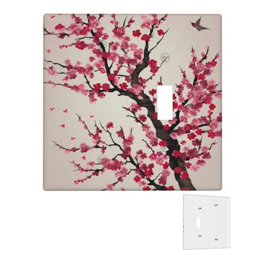 Dekorator-Wandplatte, 2-Gang-Lichtschalter-Abdeckungen, Duplex-Steckdosenabdeckungen, blühende Kirschbaum-Wandplatten für Steckdosen, Steckerabdeckung, mittlere Größe, Doppel-Wippschalterplatten Dekorator-Wandplatte, 2-Gang-Lichtschalter-Abdeckungen, Duplex-Steckdosenabdeckungen, blühende Kirschbaum-Wandplatten für Steckdosen, Steckerabdeckung, mittlere Größe, Doppel-Wippschalterplatten von RTSTNMBD