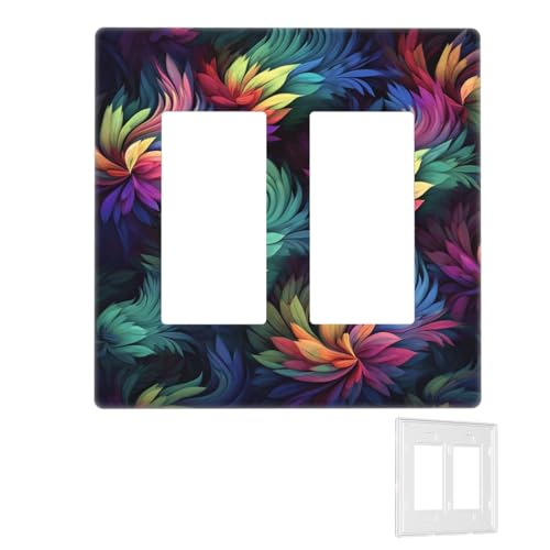 Dekorator-Wandplatte, 2-Gang-Lichtschalter-Abdeckungen, Duplex-Steckdosenabdeckungen, bunte Blumen-Wandplatten für Steckdosen, Steckerabdeckung, Standardgröße, Doppel-Wippschalterplatten von RTSTNMBD