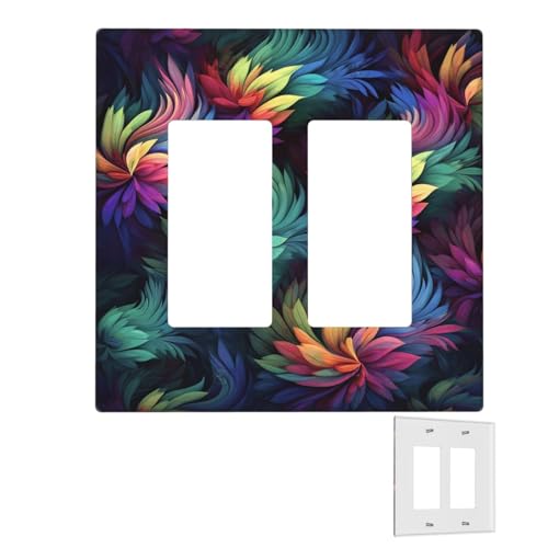 Dekorator-Wandplatte, 2-Gang-Lichtschalter-Abdeckungen, Duplex-Steckdosenabdeckungen, bunte Blumen-Wandplatten für Steckdosen, Steckerabdeckung, mittlere Größe, Doppel-Wippschalterplatten von RTSTNMBD