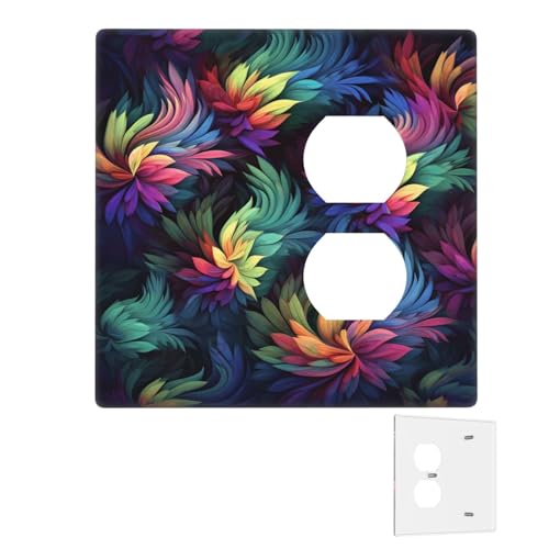 Dekorator-Wandplatte, 2-Gang-Lichtschalter-Abdeckungen, Duplex-Steckdosenabdeckungen, bunte Blumen-Wandplatten für Steckdosen, Steckerabdeckung, mittlere Größe, Doppel-Wippschalterplatten von RTSTNMBD