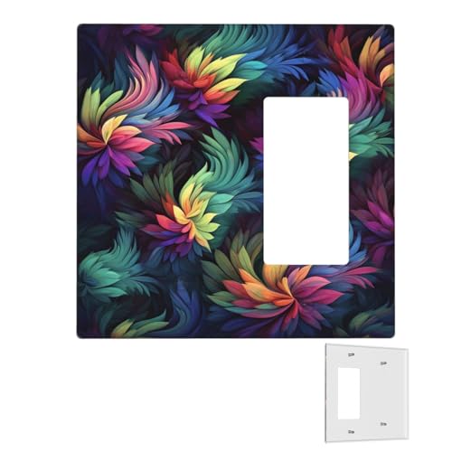 Dekorator-Wandplatte, 2-Gang-Lichtschalter-Abdeckungen, Duplex-Steckdosenabdeckungen, bunte Blumen-Wandplatten für Steckdosen, Steckerabdeckung, mittlere Größe, Doppel-Wippschalterplatten von RTSTNMBD