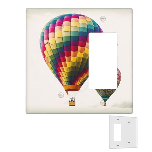 Dekorator-Wandplatte, 2-Gang-Lichtschalter-Abdeckungen, Duplex-Steckdosenabdeckungen, farbige Heißluftballon-Wandplatten für Steckdosen, Steckerabdeckung, Standardgröße, Doppel-Wippschalterplatten von RTSTNMBD
