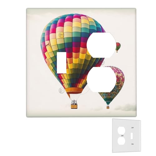 Dekorator-Wandplatte, 2-Gang-Lichtschalter-Abdeckungen, Duplex-Steckdosenabdeckungen, farbige Heißluftballon-Wandplatten für Steckdosen, Steckerabdeckung, mittlere Doppel-Wippschalterplatten von RTSTNMBD