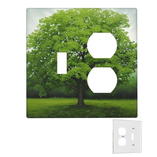 Dekorator-Wandplatte, 2-Gang-Lichtschalter-Abdeckungen, Duplex-Steckdosenabdeckungen, grüner Baum, Wandplatten für Steckdosen, Steckerabdeckung, Standardgröße, Doppel-Wippschalterplatten von RTSTNMBD
