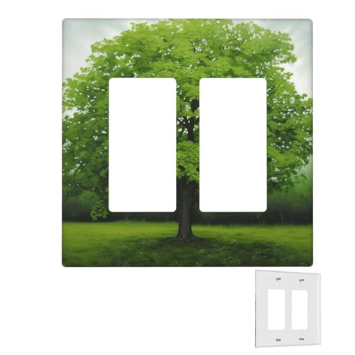 Dekorator-Wandplatte, 2-Gang-Lichtschalter-Abdeckungen, Duplex-Steckdosenabdeckungen, grüner Baum, Wandplatten für Steckdosen, Steckerabdeckung, Standardgröße, Doppel-Wippschalterplatten von RTSTNMBD