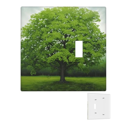 Dekorator-Wandplatte, 2-Gang-Lichtschalter-Abdeckungen, Duplex-Steckdosenabdeckungen, grüner Baum, Wandplatten für Steckdosen, Steckerabdeckung, Standardgröße, Doppel-Wippschalterplatten von RTSTNMBD