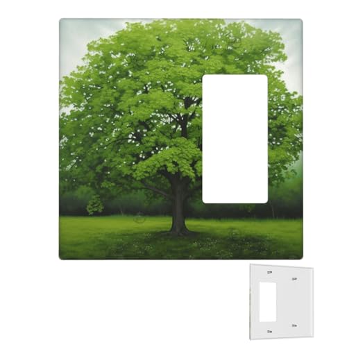 Dekorator-Wandplatte, 2-Gang-Lichtschalter-Abdeckungen, Duplex-Steckdosenabdeckungen, grüner Baum, Wandplatten für Steckdosen, Steckerabdeckung, Standardgröße, Doppel-Wippschalterplatten von RTSTNMBD