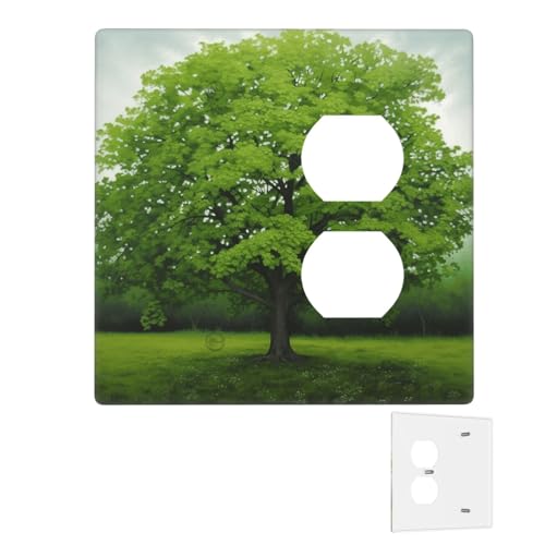 Dekorator-Wandplatte, 2-Gang-Lichtschalter-Abdeckungen, Duplex-Steckdosenabdeckungen, grüner Baum, Wandplatten für Steckdosen, Steckerabdeckung, mittlere Größe, Doppel-Wippschalterplatten von RTSTNMBD
