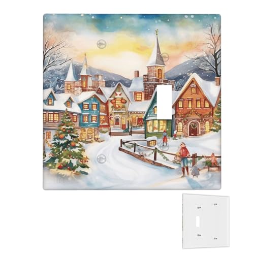 Dekorator-Wandplatte, 2-Gang-Lichtschalter-Abdeckungen, Duplex-Steckdosenabdeckungen, magische Weihnachten, Wandplatten für Steckdosen, Steckerabdeckung, Standardgröße, Doppel-Wippschalterplatten von RTSTNMBD