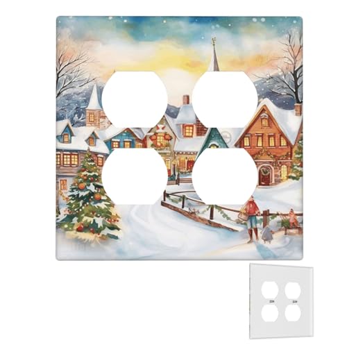 Dekorator-Wandplatte, 2-Gang-Lichtschalter-Abdeckungen, Duplex-Steckdosenabdeckungen, magische Weihnachten, Wandplatten für Steckdosen, Steckerabdeckung, Standardgröße, Doppel-Wippschalterplatten von RTSTNMBD