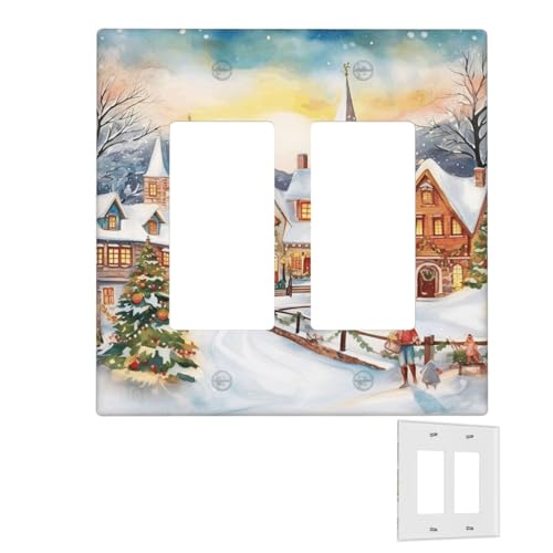 Dekorator-Wandplatte, 2-Gang-Lichtschalter-Abdeckungen, Duplex-Steckdosenabdeckungen, magische Weihnachten, Wandplatten für Steckdosen, Steckerabdeckung, Standardgröße, Doppel-Wippschalterplatten von RTSTNMBD