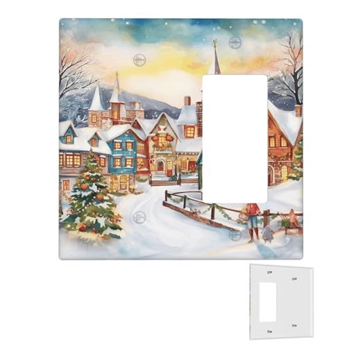 Dekorator-Wandplatte, 2-Gang-Lichtschalter-Abdeckungen, Duplex-Steckdosenabdeckungen, magische Weihnachten, Wandplatten für Steckdosen, Steckerabdeckung, Standardgröße, Doppel-Wippschalterplatten von RTSTNMBD