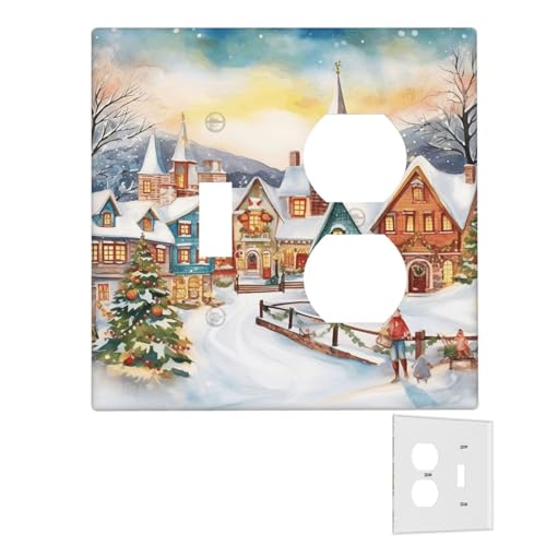 Dekorator-Wandplatte, 2-Gang-Lichtschalter-Abdeckungen, Duplex-Steckdosenabdeckungen, magische Weihnachten, Wandplatten für Steckdosen, Steckerabdeckung, Standardgröße, Doppel-Wippschalterplatten von RTSTNMBD