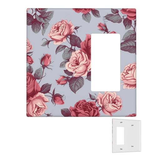 Dekorator-Wandplatte, 2-Gang-Lichtschalter-Abdeckungen, Duplex-Steckdosenabdeckungen, rote Rosen, florale Wandplatten für Steckdosen, Steckerabdeckung, mittlere Größe, Doppel-Wippschalterplatten Dekorator-Wandplatte, 2-Gang-Lichtschalter-Abdeckungen, Duplex-Steckdosenabdeckungen, rote Rosen, florale Wandplatten für Steckdosen, Steckerabdeckung, mittlere Größe, Doppel-Wippschalterplatten von RTSTNMBD