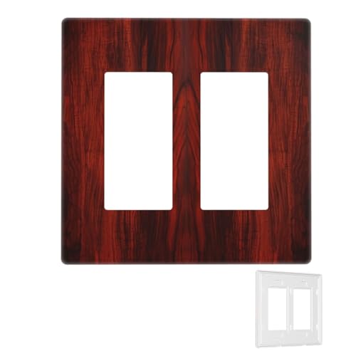 Dekorator-Wandplatte, 2-Gang-Lichtschalter-Abdeckungen, Duplex-Steckdosenabdeckungen, rotes Holz, Wandplatten für Steckdosen, Steckerabdeckung, Standardgröße, Doppel-Wippschalterplatten von RTSTNMBD