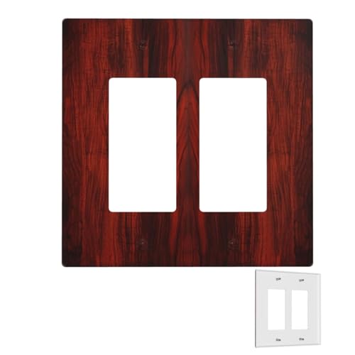 Dekorator-Wandplatte, 2-Gang-Lichtschalter-Abdeckungen, Duplex-Steckdosenabdeckungen, rotes Holz, Wandplatten für Steckdosen, Steckerabdeckung, mittlere Größe, Doppel-Wippschalterplatten von RTSTNMBD