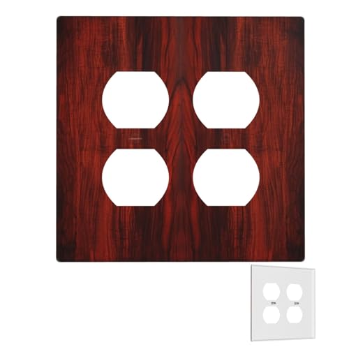 Dekorator-Wandplatte, 2-Gang-Lichtschalter-Abdeckungen, Duplex-Steckdosenabdeckungen, rotes Holz, Wandplatten für Steckdosen, Steckerabdeckung, mittlere Größe, Doppel-Wippschalterplatten von RTSTNMBD