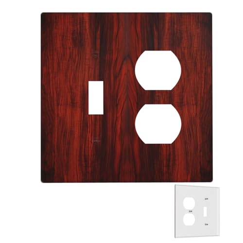 Dekorator-Wandplatte, 2-Gang-Lichtschalter-Abdeckungen, Duplex-Steckdosenabdeckungen, rotes Holz, Wandplatten für Steckdosen, Steckerabdeckung, mittlere Größe, Doppel-Wippschalterplatten von RTSTNMBD