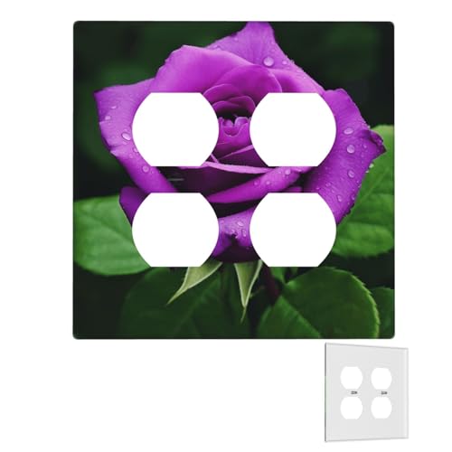 Dekorator-Wandplatte, 2-Gang-Lichtschalter-Abdeckungen, Duplex-Steckdosenabdeckungen, violette Rose, Blumen-Wandplatten für Steckdosen, Steckerabdeckung, mittlere Größe, Doppel-Wippschalterplatten Dekorator-Wandplatte, 2-Gang-Lichtschalter-Abdeckungen, Duplex-Steckdosenabdeckungen, violette Rose, Blumen-Wandplatten für Steckdosen, Steckerabdeckung, mittlere Größe, Doppel-Wippschalterplatten von RTSTNMBD