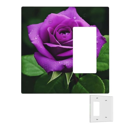 Dekorator-Wandplatte, 2-Gang-Lichtschalter-Abdeckungen, Duplex-Steckdosenabdeckungen, violette Rose, Blumen-Wandplatten für Steckdosen, Steckerabdeckung, mittlere Größe, Doppel-Wippschalterplatten Dekorator-Wandplatte, 2-Gang-Lichtschalter-Abdeckungen, Duplex-Steckdosenabdeckungen, violette Rose, Blumen-Wandplatten für Steckdosen, Steckerabdeckung, mittlere Größe, Doppel-Wippschalterplatten von RTSTNMBD