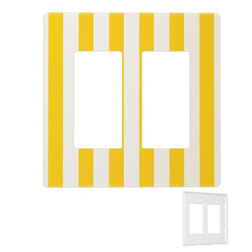 Dekorator-Wandplatte, 2-Gang-Lichtschalter-Abdeckungen, Duplex-Steckdosenabdeckungen, zitronengelbe Streifen, Wandplatten für Steckdosen, Steckerabdeckung, Standardgröße, Doppel-Wippschalterplatten Dekorator-Wandplatte, 2-Gang-Lichtschalter-Abdeckungen, Duplex-Steckdosenabdeckungen, zitronengelbe Streifen, Wandplatten für Steckdosen, Steckerabdeckung, Standardgröße, Doppel-Wippschalterplatten von RTSTNMBD