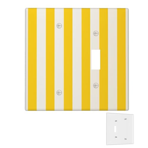 Dekorator-Wandplatte, 2-Gang-Lichtschalter-Abdeckungen, Duplex-Steckdosenabdeckungen, zitronengelbe Streifen, Wandplatten für Steckdosen, Steckerabdeckung, Standardgröße, Doppel-Wippschalterplatten von RTSTNMBD