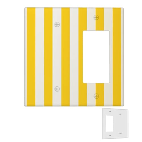 Dekorator-Wandplatte, 2-Gang-Lichtschalter-Abdeckungen, Duplex-Steckdosenabdeckungen, zitronengelbe Streifen, Wandplatten für Steckdosen, Steckerabdeckung, mittlere Größe, Doppel-Wippschalterplatten von RTSTNMBD