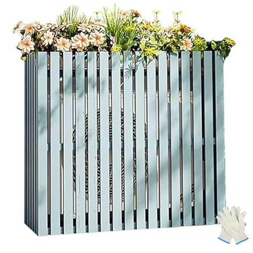 Abdeckung Klimaanlage Außengerät, Sichtschutz aus Holz für den Außenbereich mit Dach, Stauraum für Dekorative Garten- und Poolausrüstung(Blue,105x45x100cm/41x18x39in) von RTTZBOZ