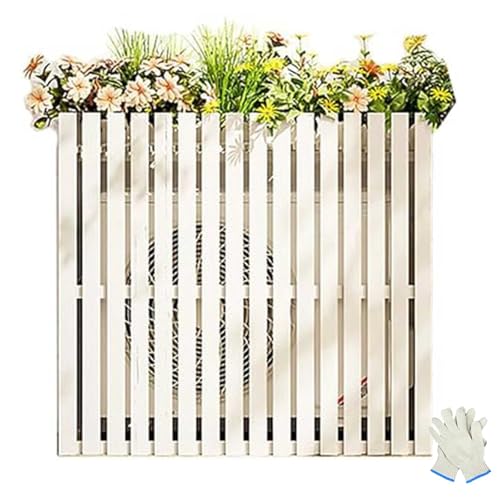 Abdeckung Klimaanlage Außengerät, Sichtschutz aus Holz für den Außenbereich mit Dach, Stauraum für Dekorative Garten- und Poolausrüstung(White,85x35x80cm/33x14x31in) von RTTZBOZ
