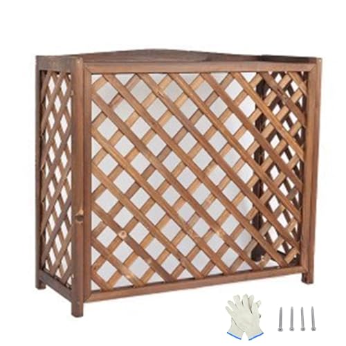 Abdeckung Klimaanlage Außengerät, Sichtschutzzaun aus Holz für Den Außenbereich, 4 Paneele, Für Klimaanlagen, Dekorative Gärten, Terrassen(95x40x89cm/37x16x35in) von RTTZBOZ