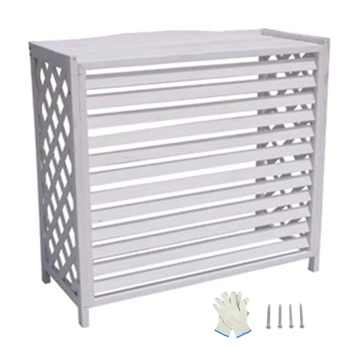 Abdeckung Klimaanlage Außengerät, Sichtschutzzaun mit Deckel, für Blumentöpfe Geeignet, 4 Paneele, für Klimaanlagen, Dekorativen Garten, Terrasse(White,80x32x70cm/31x13x28in) von RTTZBOZ