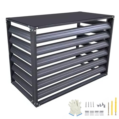 Abdeckung Klimaanlage Außengerät, Sichtschutzzaunpaneele für den Außenbereich, Lamellengitter für Klimaanlagen im Außenbereich, 4 Paneele(Gray,120x70x150cm/47x28x59in) von RTTZBOZ