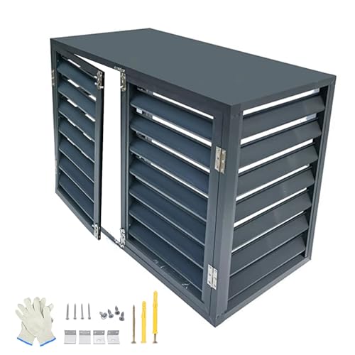 Abdeckung Klimaanlage Außengerät Doppeltüren, Sichtschutzzaun für den Außenbereich aus Aluminiumlegierung mit Abdeckung, Gehäuse für Freistehende Klimaanlagen(110x60x80cm/43x24x31in) von RTTZBOZ